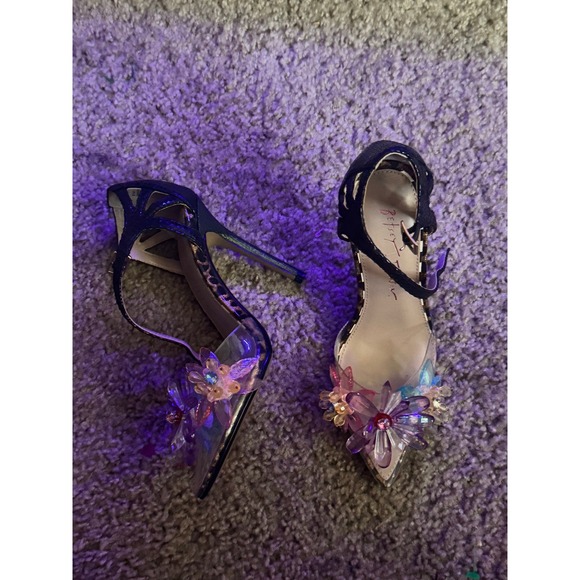 Betsey Johnson Womens Floral Embellished Clear Leopard Print Pointed Toe Pumps - Picture 5 of 8